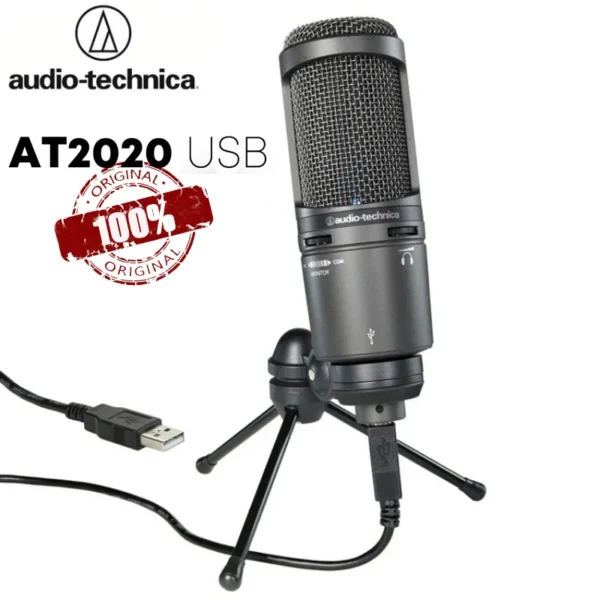 100% Original Audio Technica AT2020USB+ Condenser Microphone Set Professional Recording USB Microphone Live Singing Mobile MIC