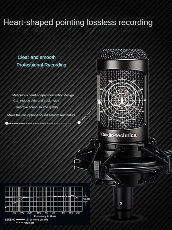 100% Original Audio Technica AT2035 Condenser Microphone Wired Gaming Video Studio Record Laptop Live Professional Karaoke Mic - Image 3