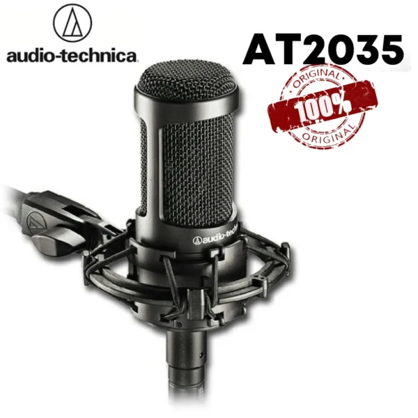 100% Original Audio Technica AT2035 Condenser Microphone Wired Gaming Video Studio Record Laptop Live Professional Karaoke Mic