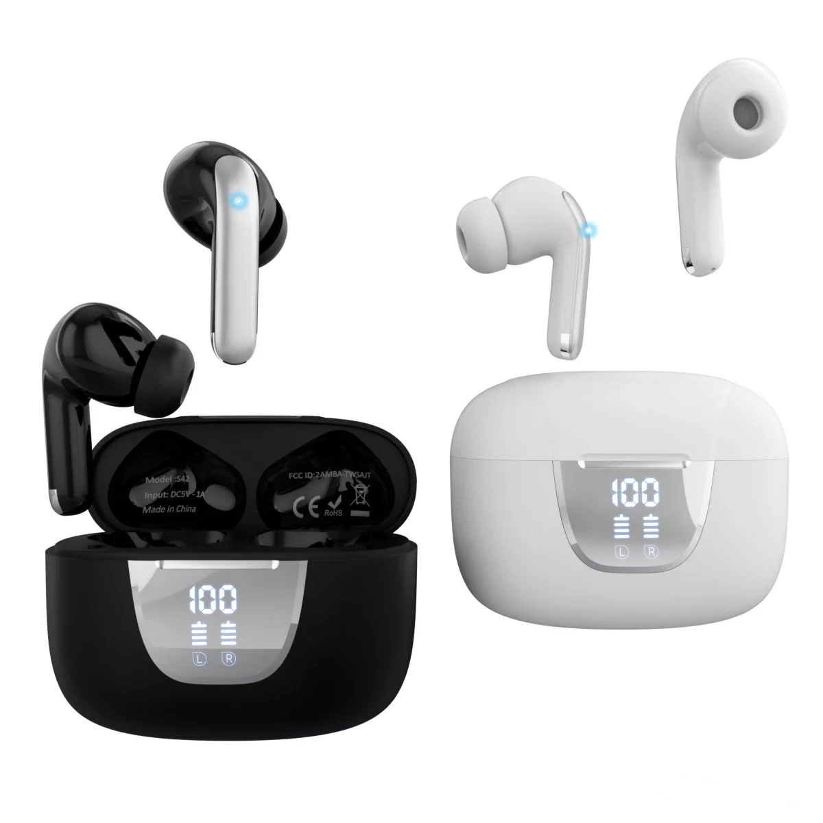 2023 New S42 Wireless Bluetooth Earphones With Mic Noise Cancelling Stereo LED Digital Display Headsets Sports Gaming Headphones