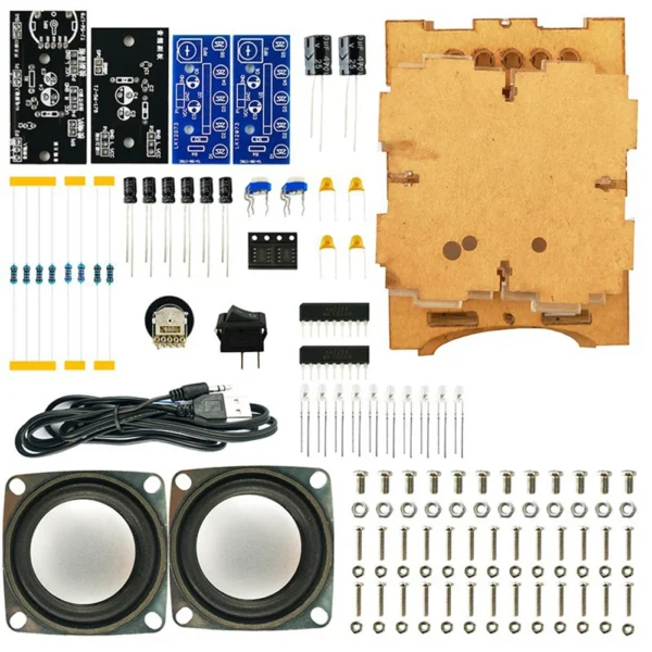 Multifunctional Audio Assembly Kit High Fidelity Transparent Small Speaker Adjustable Volume and LED Light Frequency - Image 3