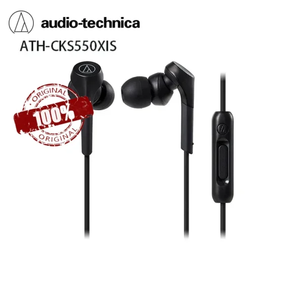 Original Audio Technica ATH-CKS550XIS 3.5mm Wired Headphones with Subwoofer and High-resolution Microphone Wire in Ear Headset