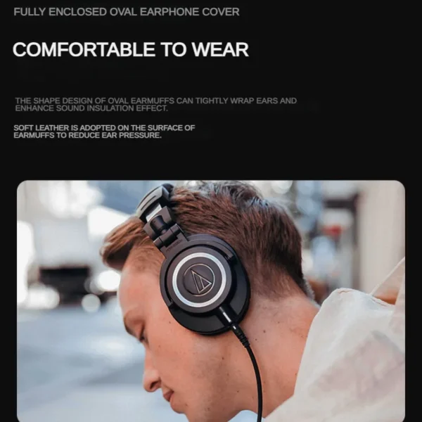 Original Audio Technica ATH M50X HIFI Earphones Professional Fully Enclosed Foldable Monitoring Headphones Game Music Headset - Image 4